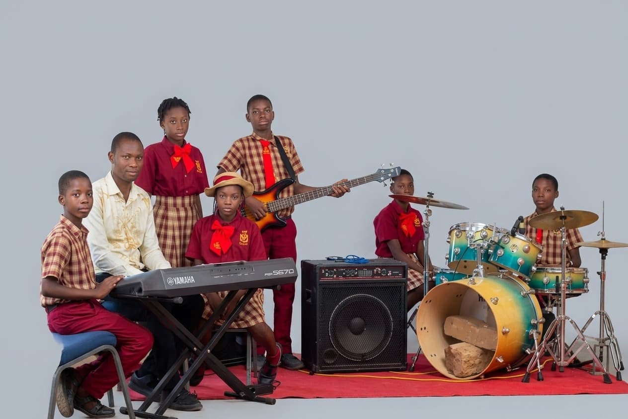 Students performing together with musical instruments