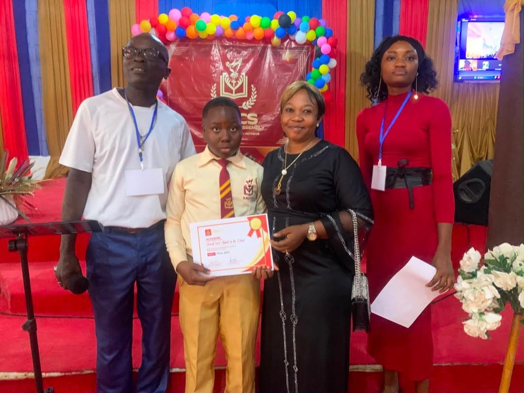 A Sacred Harvesters student recognised at an Achievement Assembly